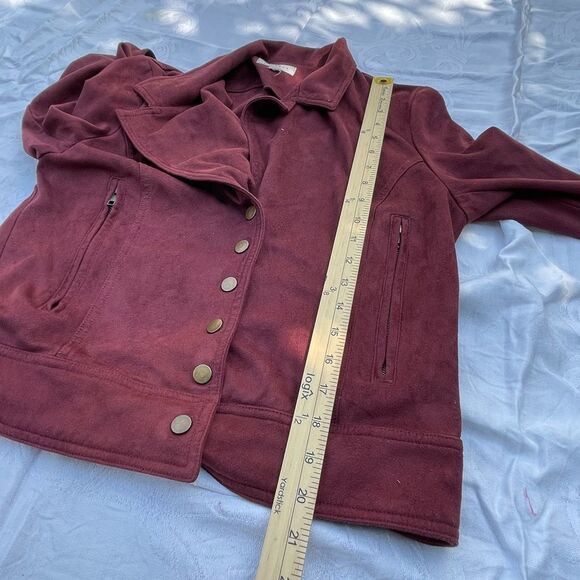 Promesa size M faux suede snap Front burgundy jackets - Picture 6 of 9